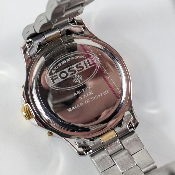 Fossil AM-2956 Womens Wrist Watch 1994 Green Silver NEEDS BATTERY Authentic Case - Picture 9 of 15